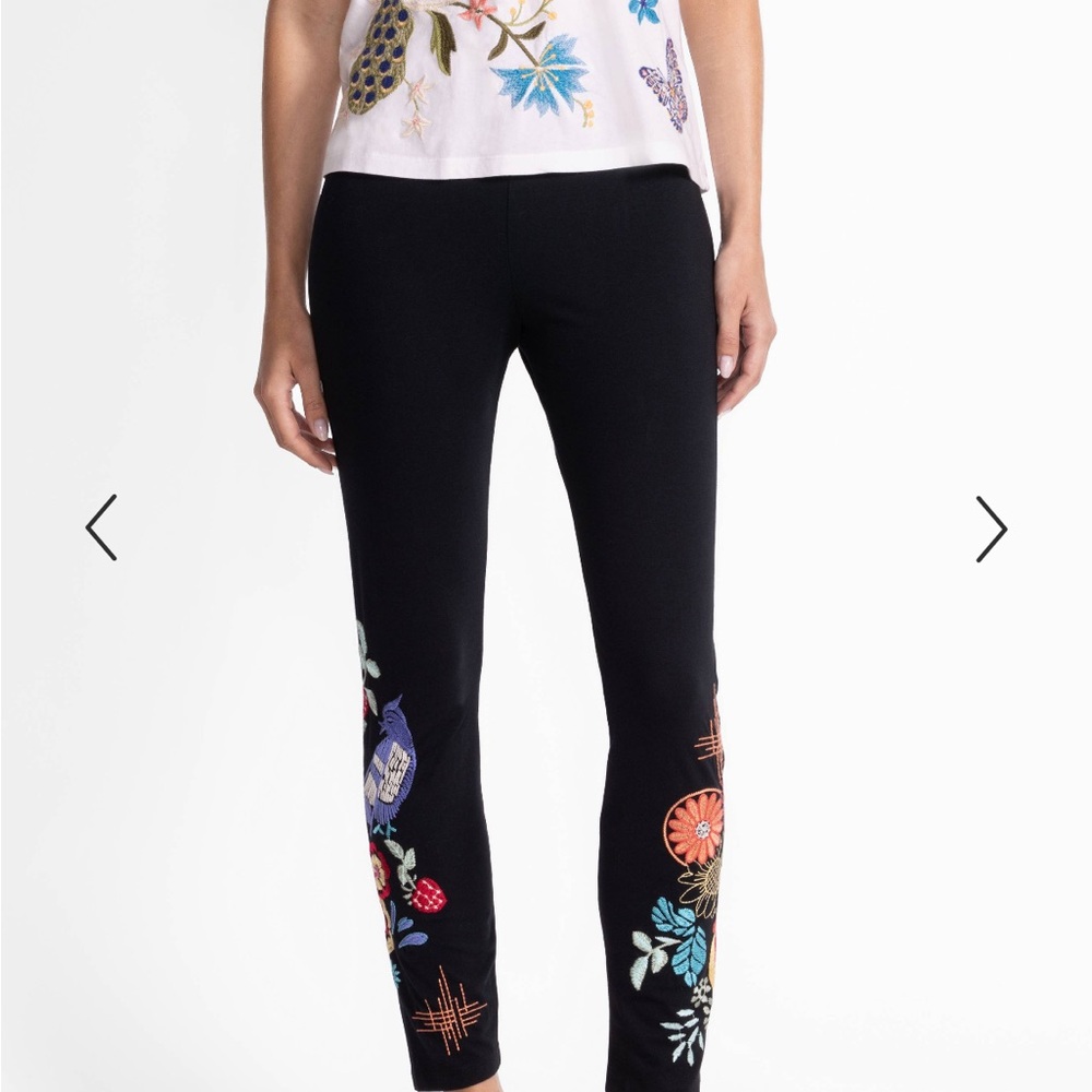 Johnny Was Cora Black Embroidered Legging NWT size XS